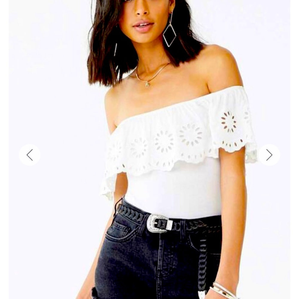 Eyelet Flounce Bodysuit
